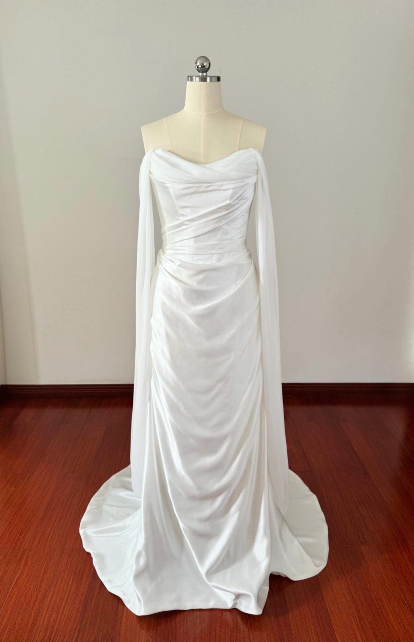 Minimalist Satin Corset Wedding Bridal Dress, Custom Simple Elegant Prom Party Gown, Courthouse Civil Reception Elopement Dress