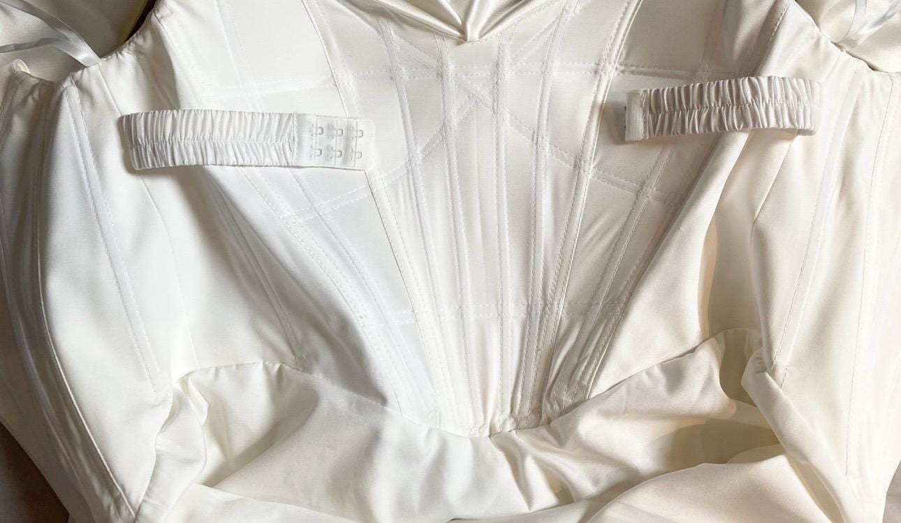 Minimalist Satin Corset Wedding Bridal Dress, Custom Simple Modest Reception Elopement Dress for Bride, Unique Courthouse Civil Wedding Gown