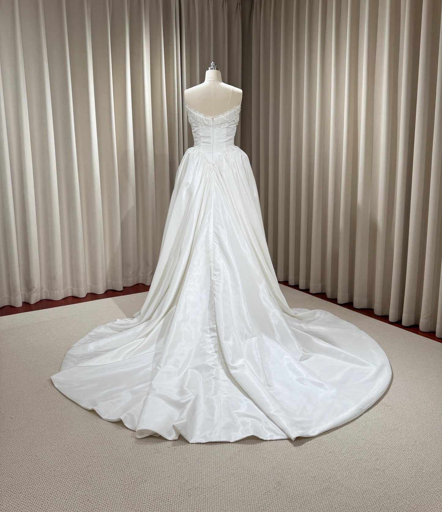 Off the Shoulder Taffeta Wedding Dress with Detachable sleeves, Custom Modest Courthouse Civil Wedding Princess Ball Gown