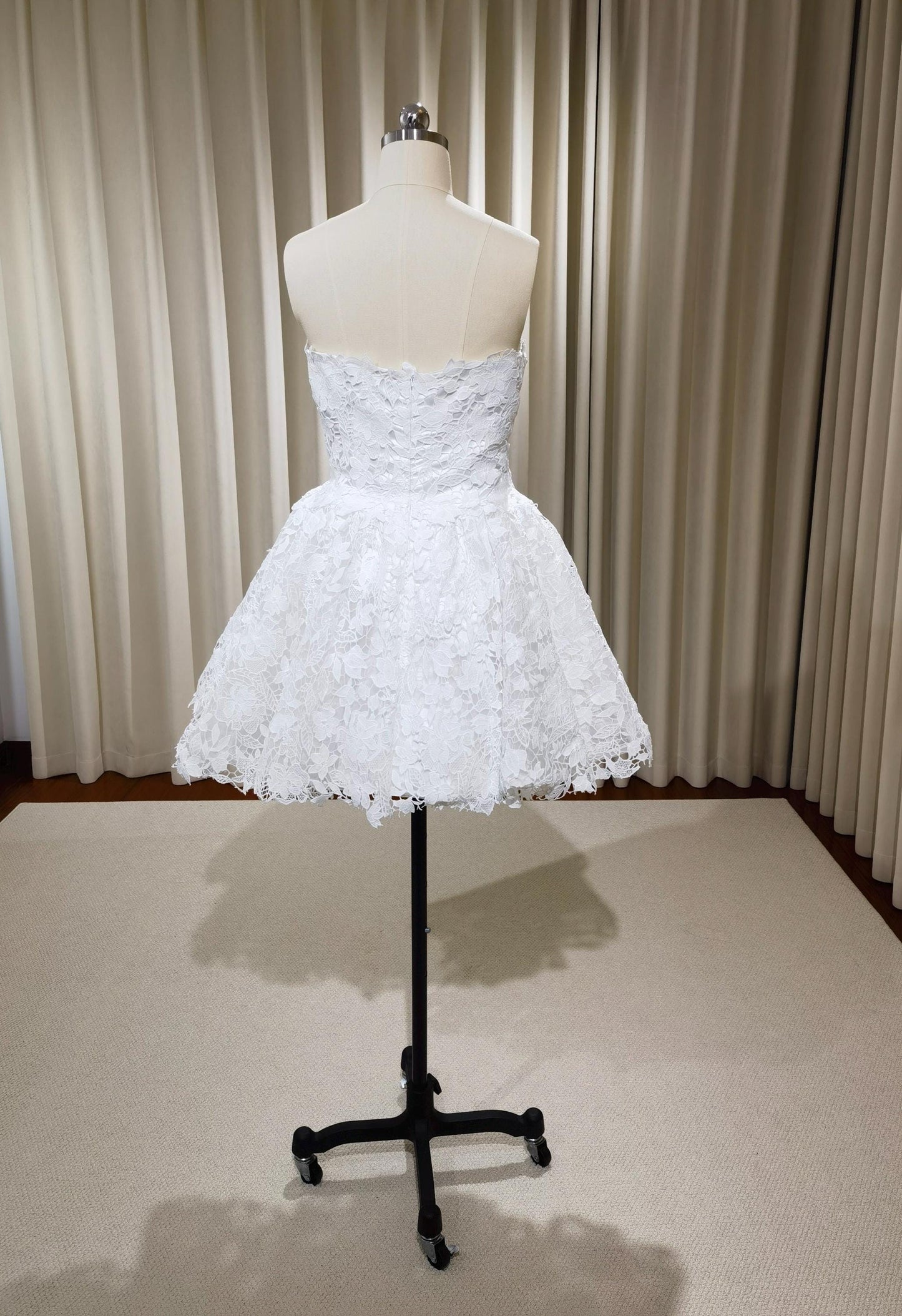 Fairy lace a-line short wedding dress, Rehearsal dinner simple mini dress, Custom Elopement Dress, Bridal shower Engagement dress