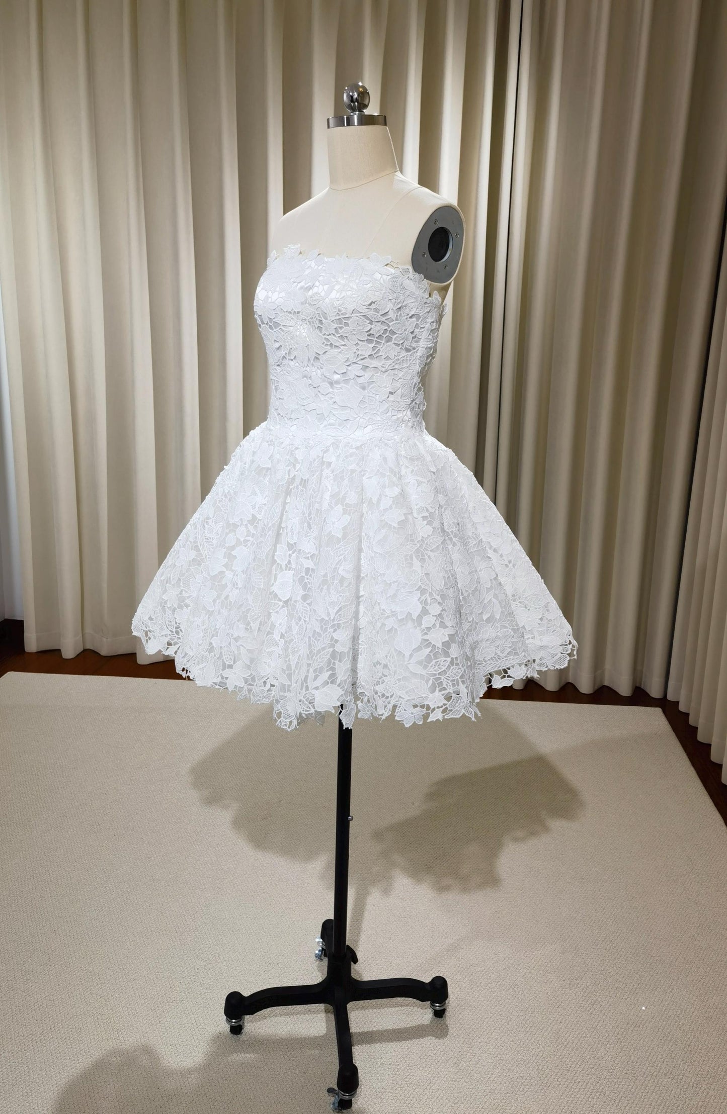 Fairy lace a-line short wedding dress, Rehearsal dinner simple mini dress, Custom Elopement Dress, Bridal shower Engagement dress