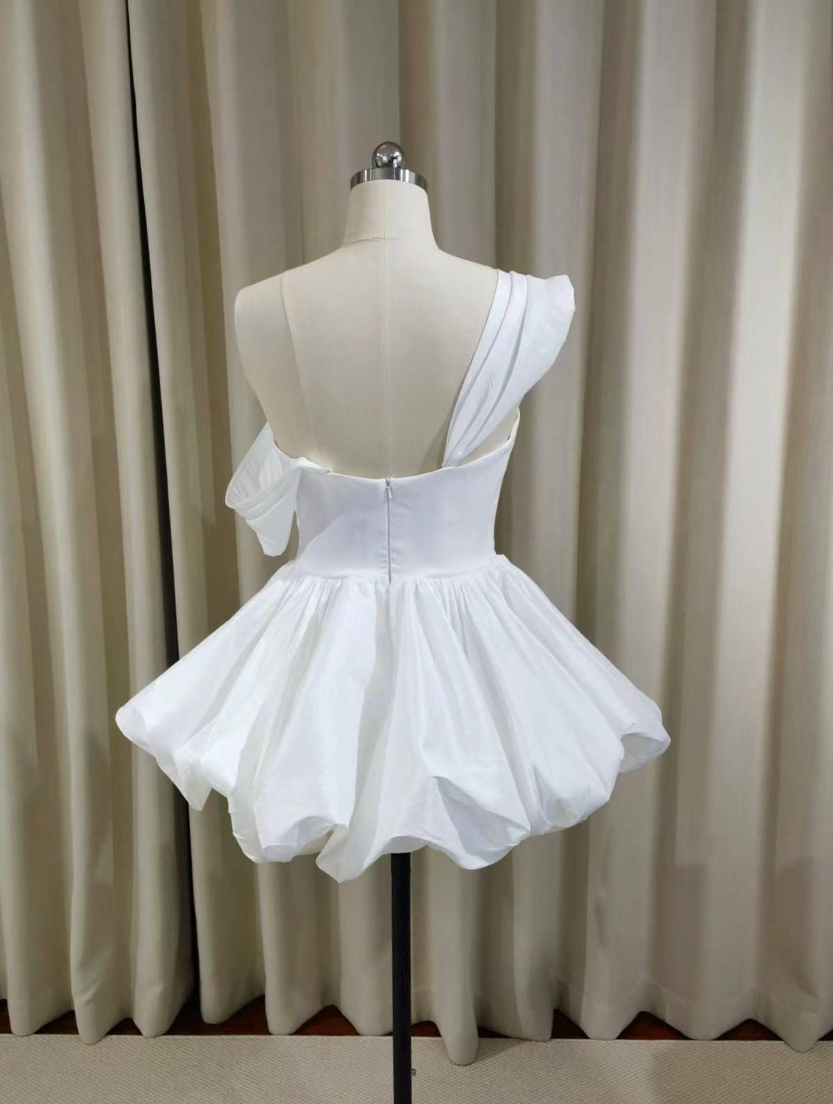 Minimalist taffeta short wedding dresses, Courthouse Civil Elopement Dress, Rehearsal dinner dress, , Bridal shower dress, Engagement dress