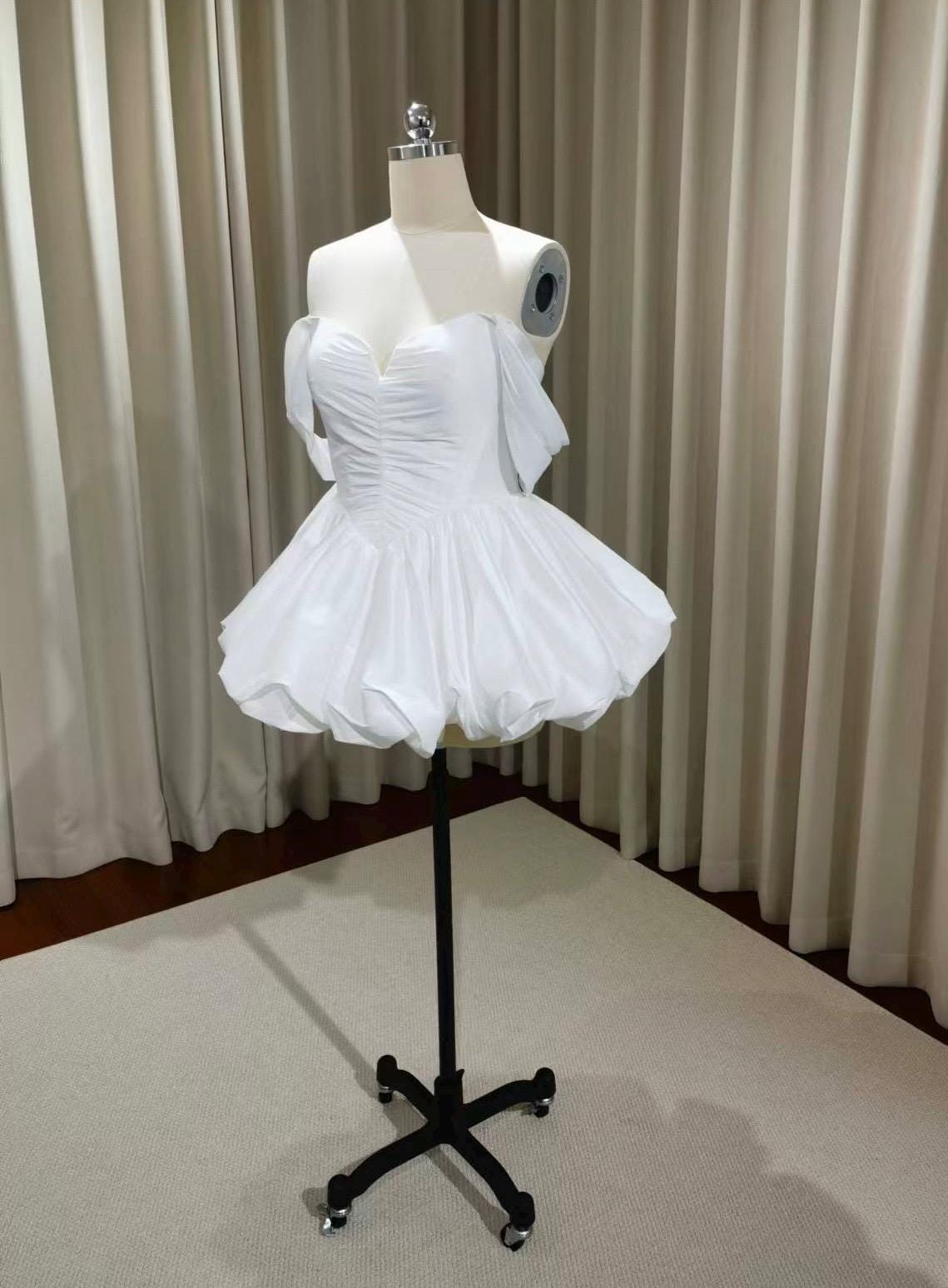 Minimalist taffeta short wedding dresses, Courthouse Civil Elopement Dress, Rehearsal dinner dress, , Bridal shower dress, Engagement dress