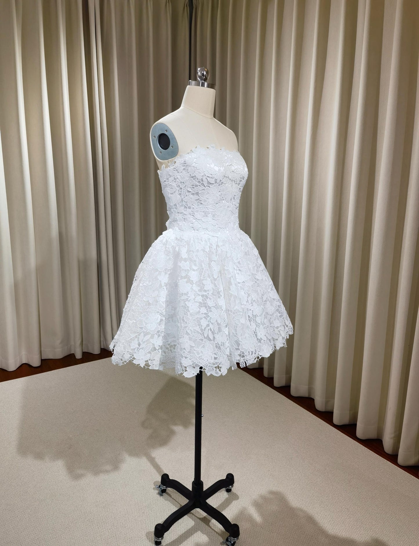 Fairy lace a-line short wedding dress, Rehearsal dinner simple mini dress, Custom Elopement Dress, Bridal shower Engagement dress