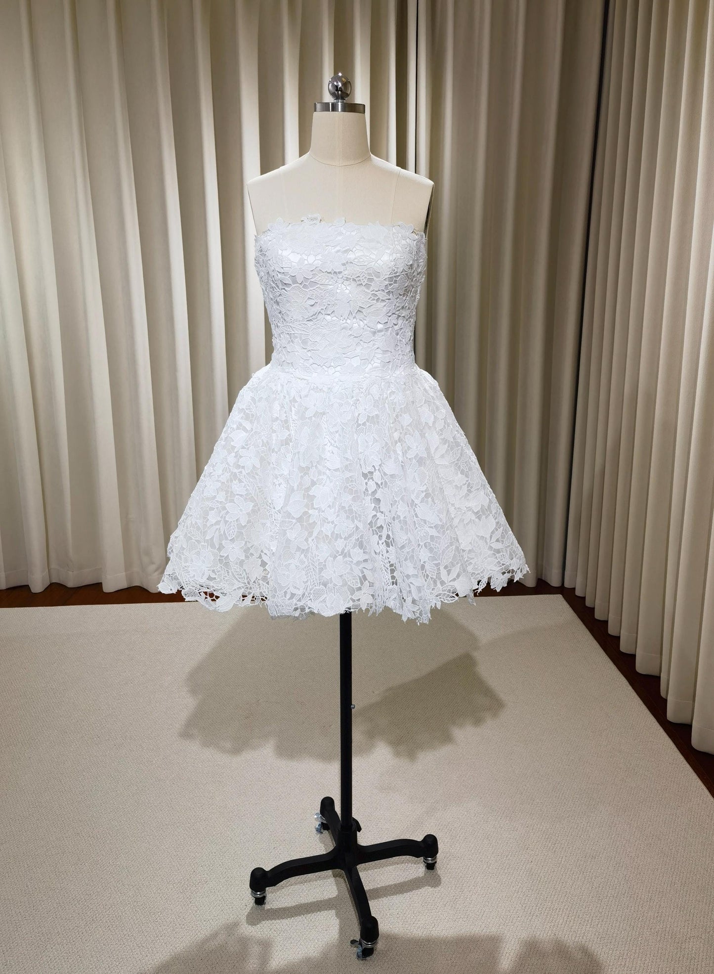 Fairy lace a-line short wedding dress, Rehearsal dinner simple mini dress, Custom Elopement Dress, Bridal shower Engagement dress
