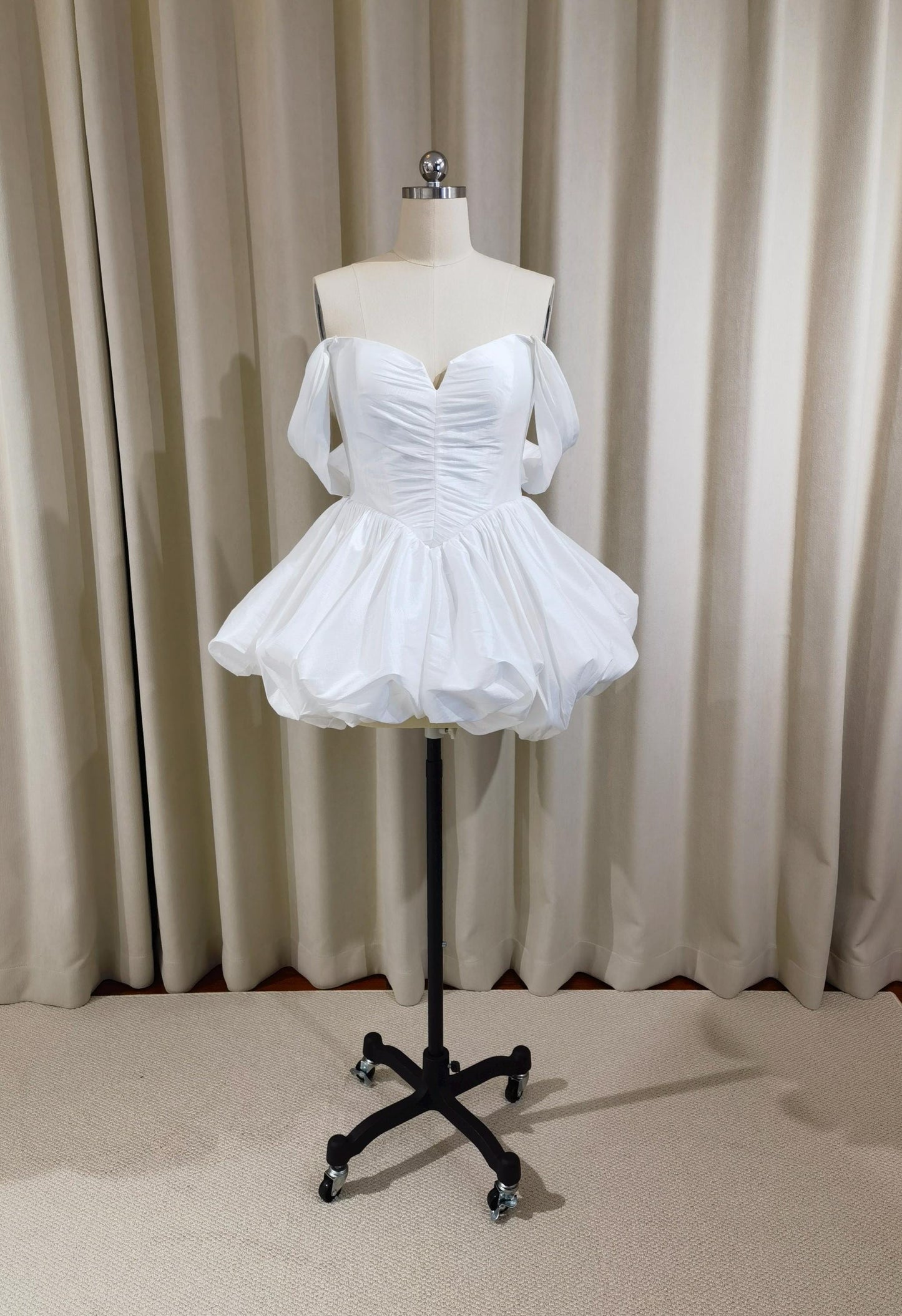 Minimalist taffeta short wedding dresses, Courthouse Civil Elopement Dress, Rehearsal dinner dress, , Bridal shower dress, Engagement dress