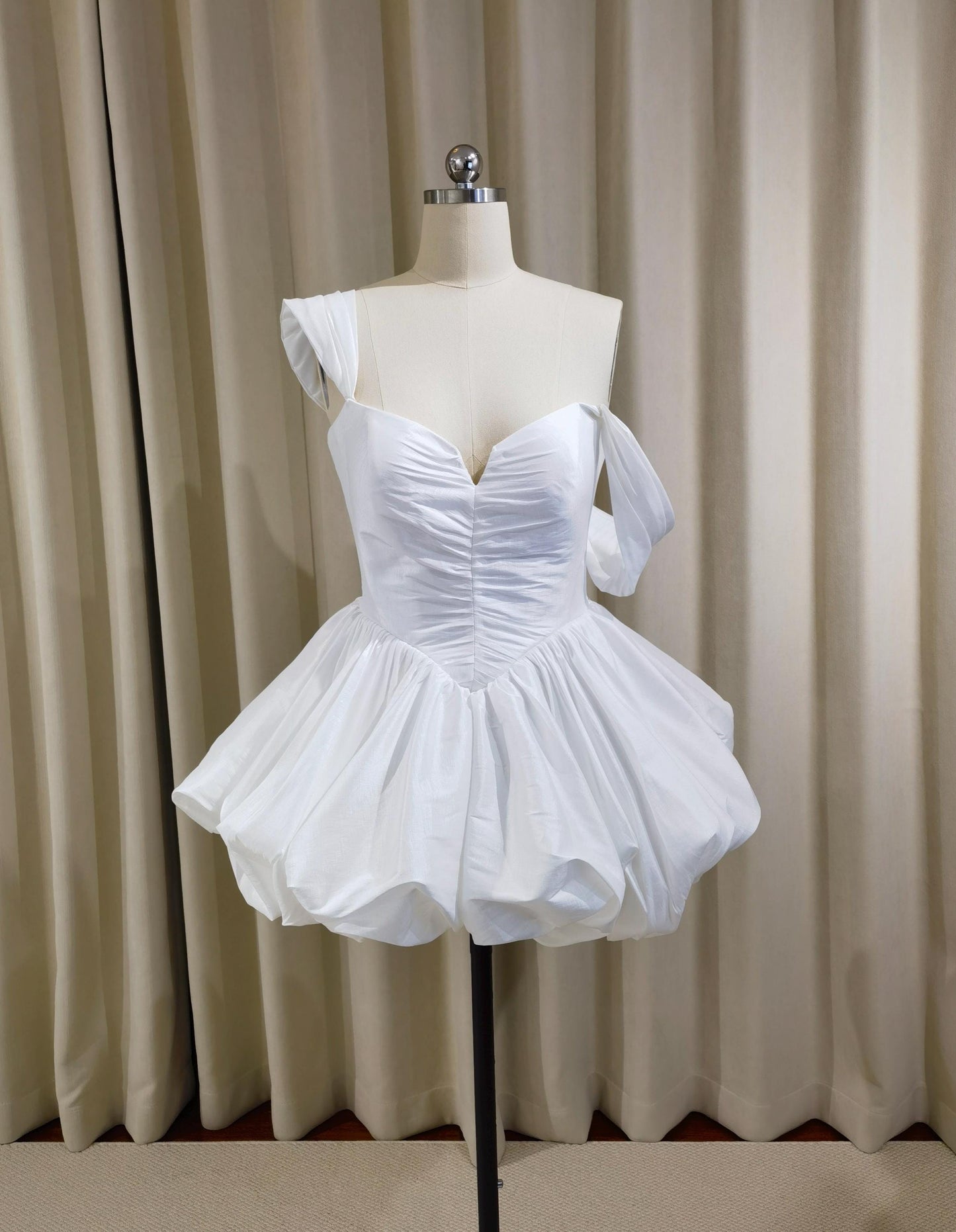 Minimalist taffeta short wedding dresses, Courthouse Civil Elopement Dress, Rehearsal dinner dress, , Bridal shower dress, Engagement dress
