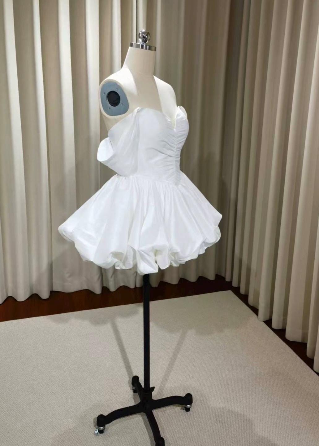 Minimalist taffeta short wedding dresses, Courthouse Civil Elopement Dress, Rehearsal dinner dress, , Bridal shower dress, Engagement dress