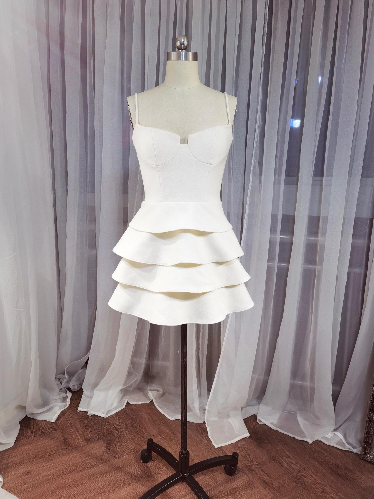 Sofia | Minimalist Wool short wedding prom dress, Rehearsal dinner sim Shindig Threads Sofia | Minimalist Wool short wedding prom dress, Rehearsal dinner sim Shindig Threads