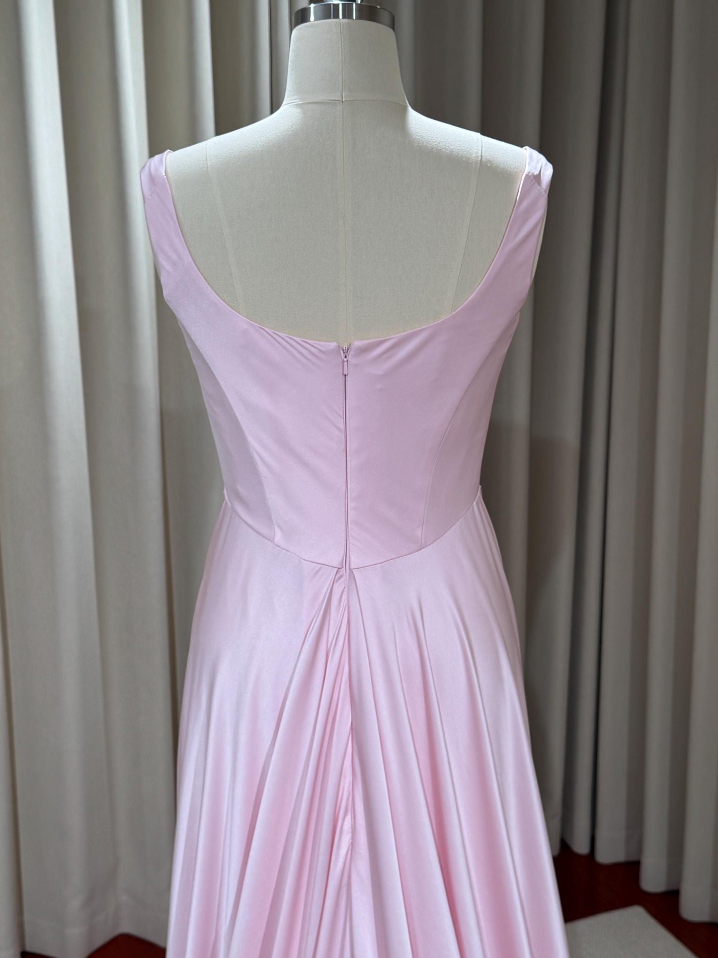 Minimalist Pink Satin Corset Wedding Bridal Dress, Custom Simple Modest Courthouse Civil Wedding Reception Elopement Gown, Prom Dress