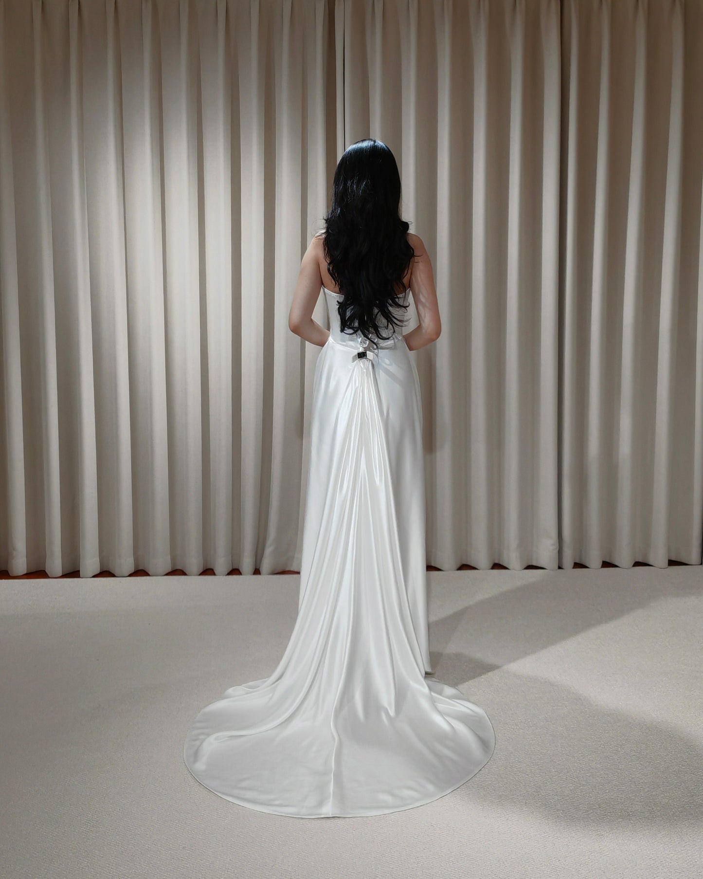 Georgia | Minimalist Satin Corset Wedding Bridal Dress, Custom Simple Elegant Prom Party Gown Classic French Style, Georgia Flower wedding inspired