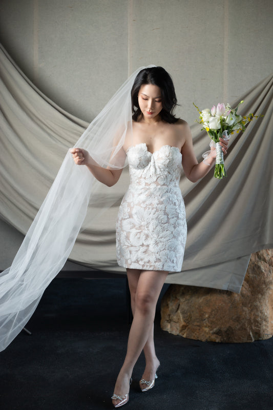 Emma | Romantic Lace Corset Mermaid Short Wedding Dress