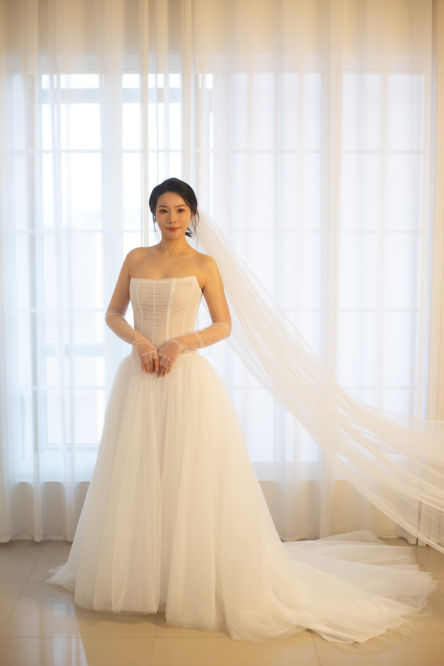 Lydia | Minimalist Drop Waist Tulle Ball Gown Wedding Dress