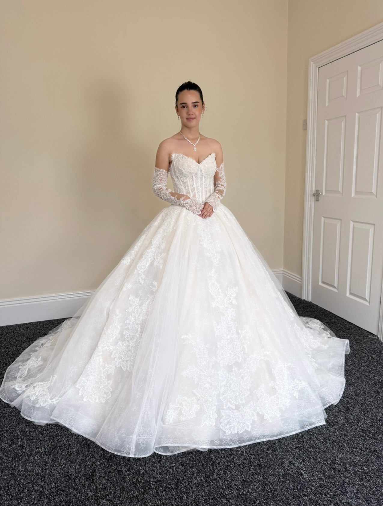 Cecilia | French Lace Beaded Strapless Corset Wedding Ballgown