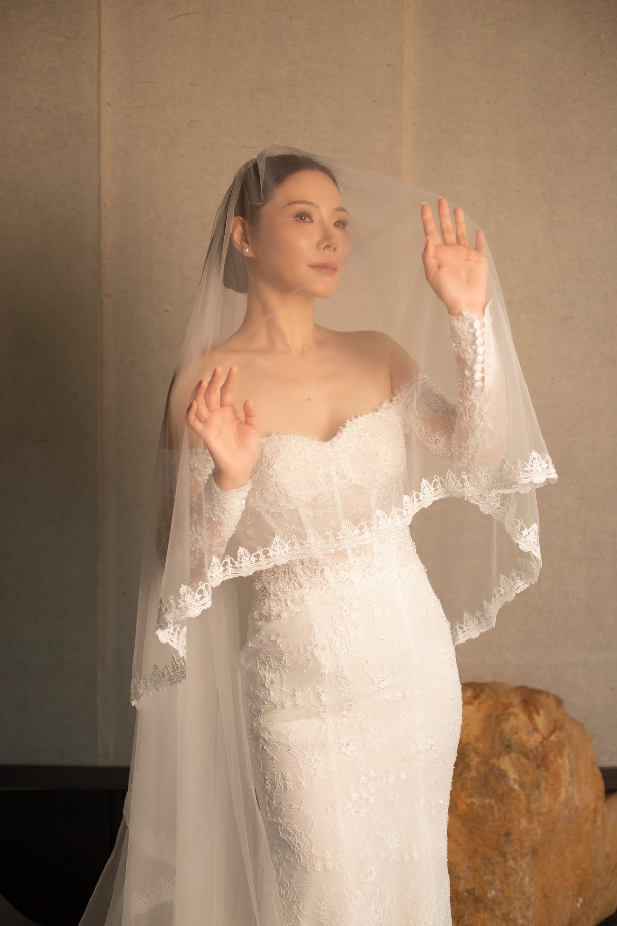 Hailey | Long Sleeve Off the Shoulder Lace Mermaid Bridal Gown
