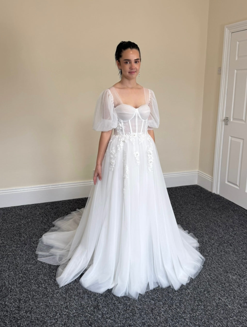 Linda | Off the Shoulder Fairy A-line Slit Wedding Dress with Detached Long Sleeves, Custom Sexy Boho Prom Party Gown