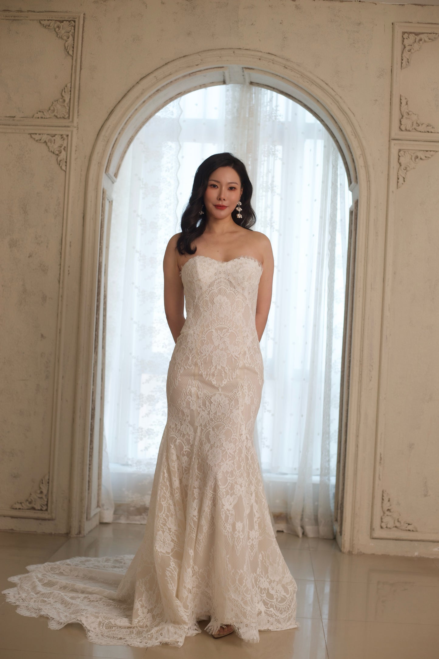 Elysia | Lace Corset Mermaid Dress with Detachable Train