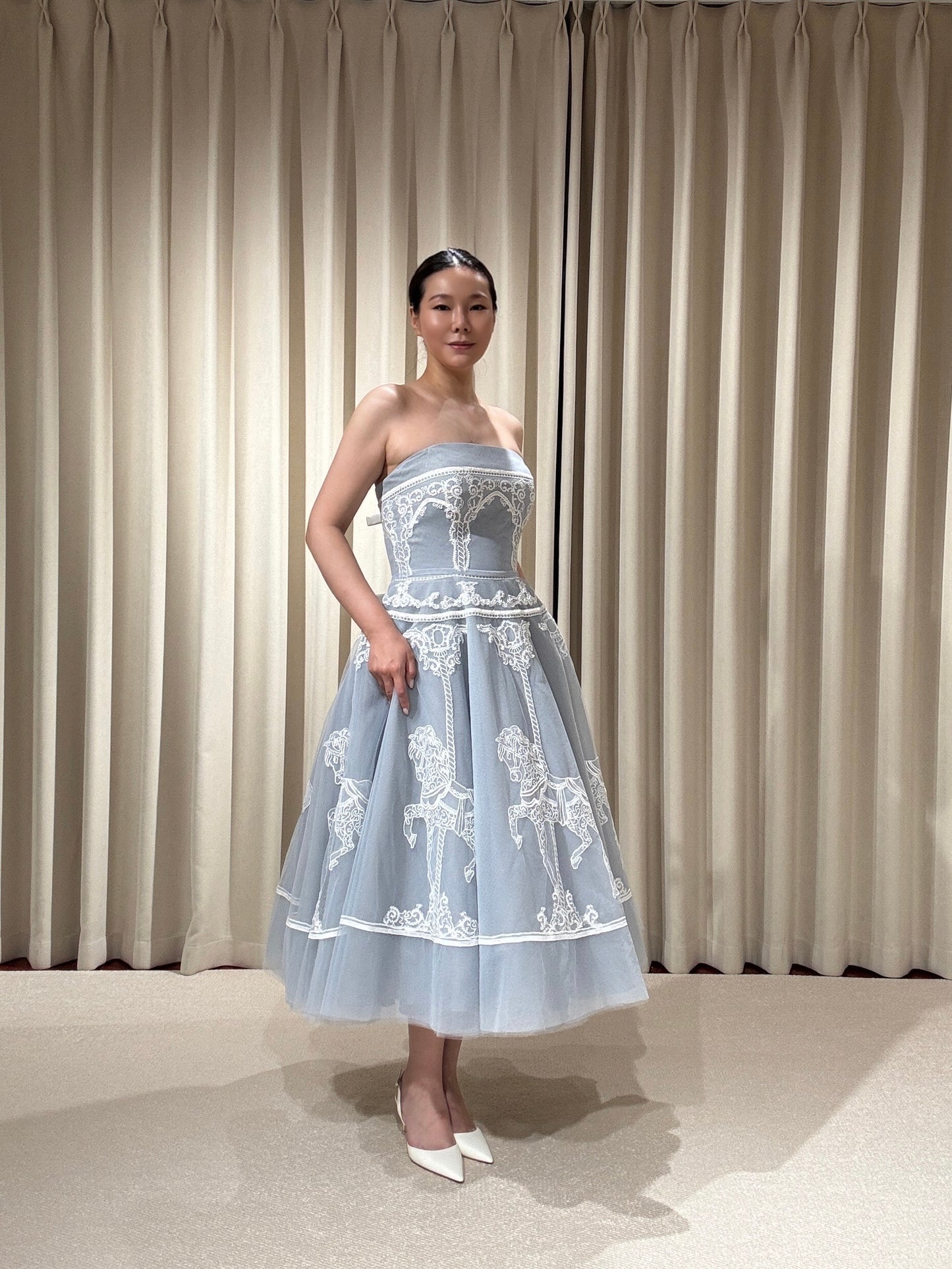 Delphine | Unique Blue Midi Wedding Dress