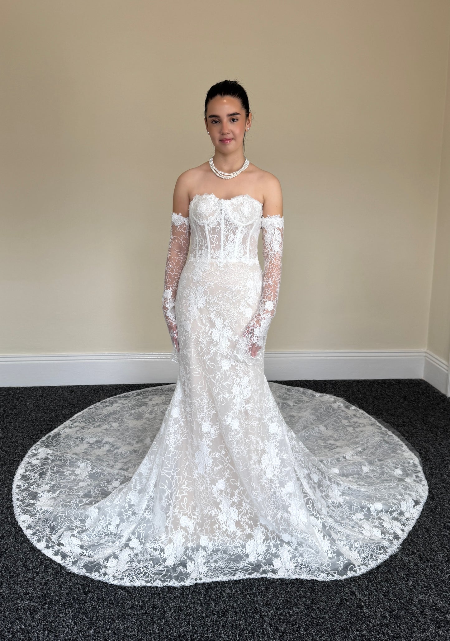 Lacy | Off the Shoulder Long Sleeve Lace Corset Mermaid Wedding Dress