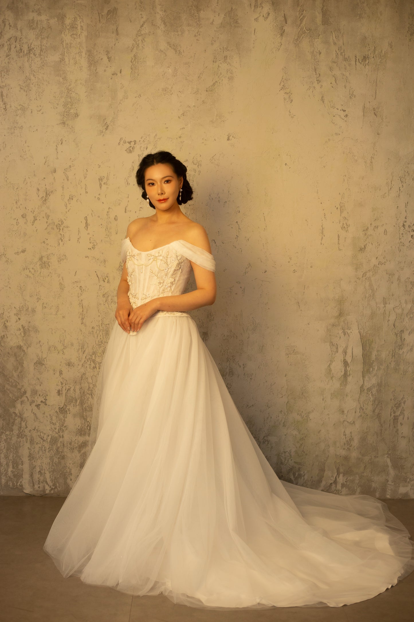 Valerie (Tull Skirt Version) | Two-piece Wedding Dress, Hand Beaded Corset Top with Tulle Skirt