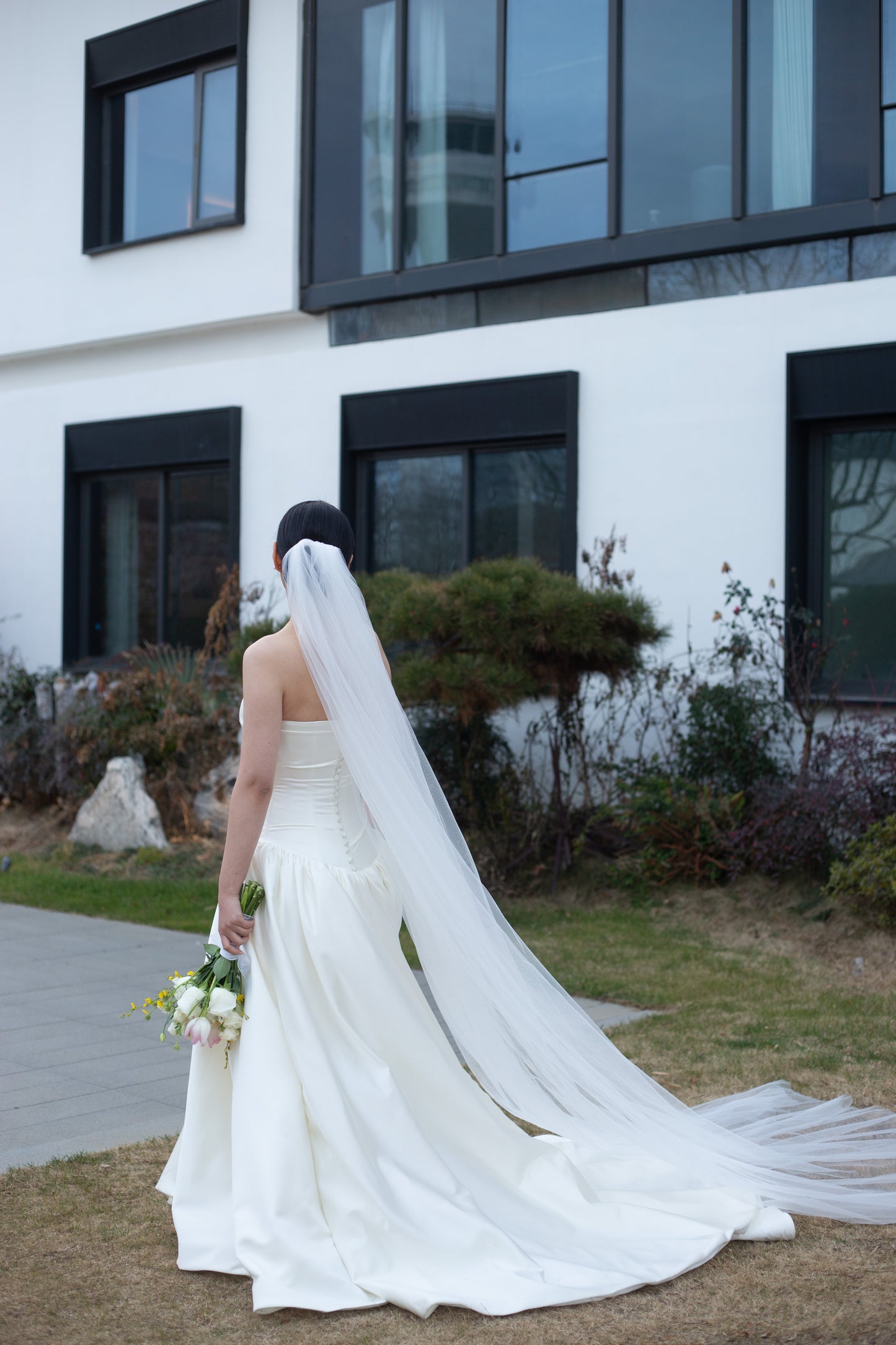 Bridget | Drop Waist Satin Corset Ball Gown Wedding Dress