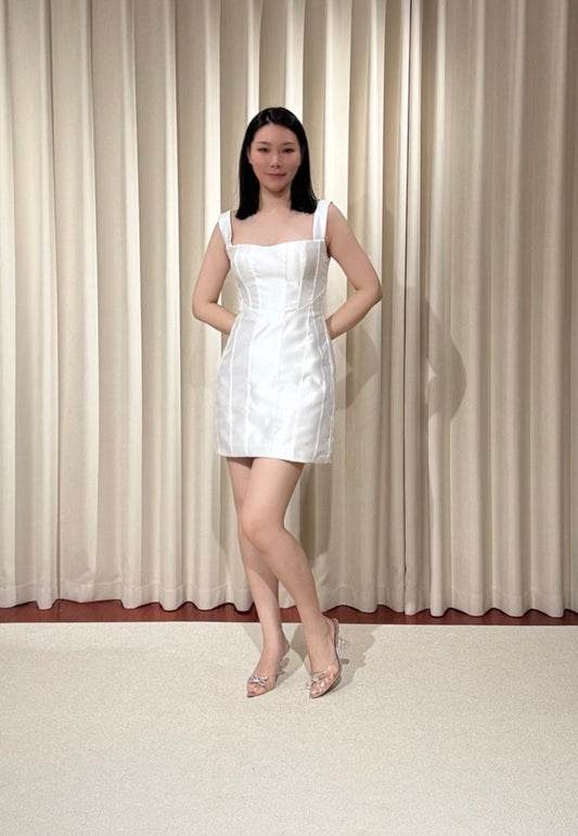 Lilias | Minimalist satin short wedding prom dress, Rehearsal dinner simple mini dress, Custom Elopement Dress, Bridal shower Engagement dress