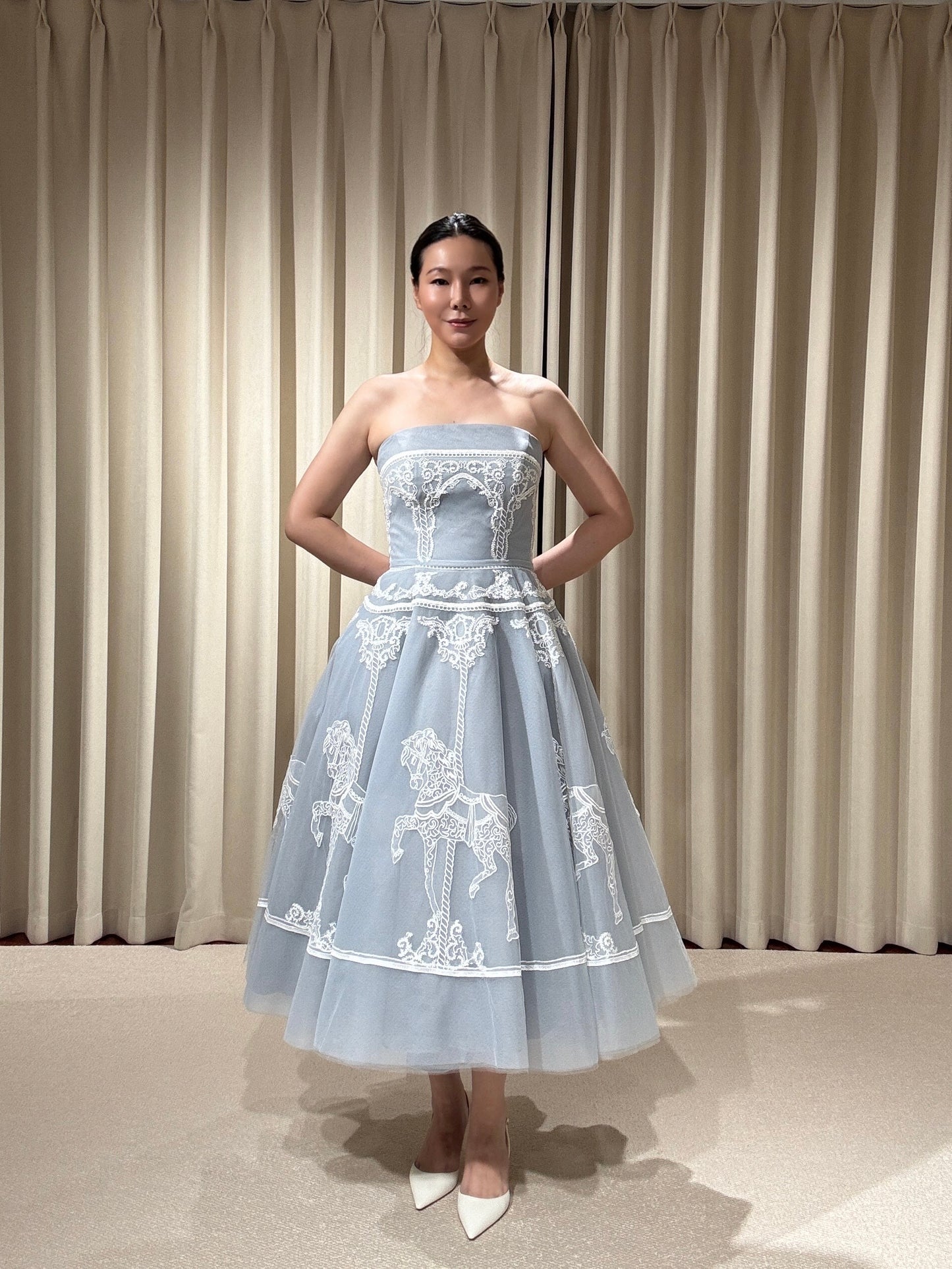 Delphine | Unique Blue Midi Wedding Dress