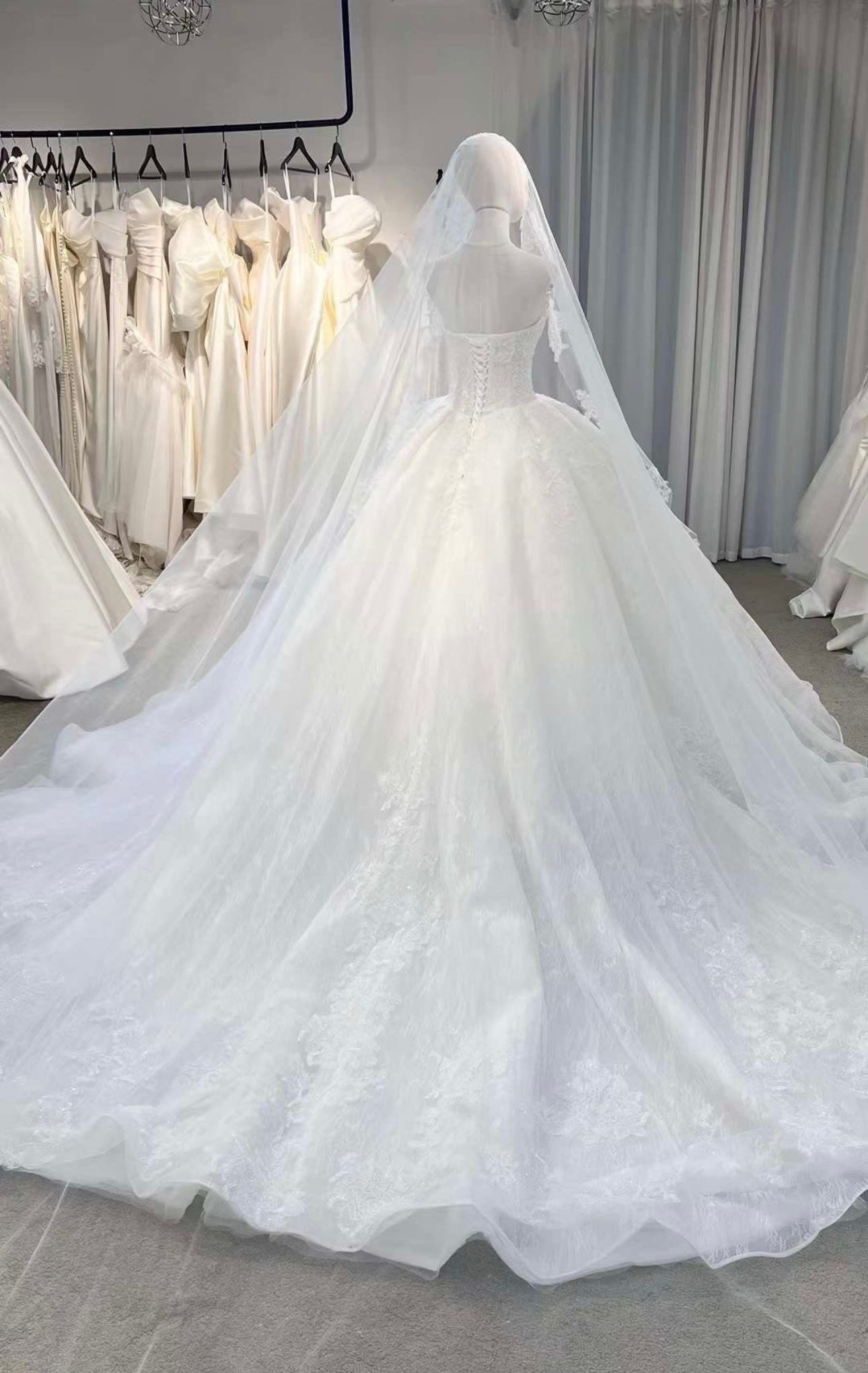 Cecilia | French Lace Beaded Strapless Corset Wedding Ballgown