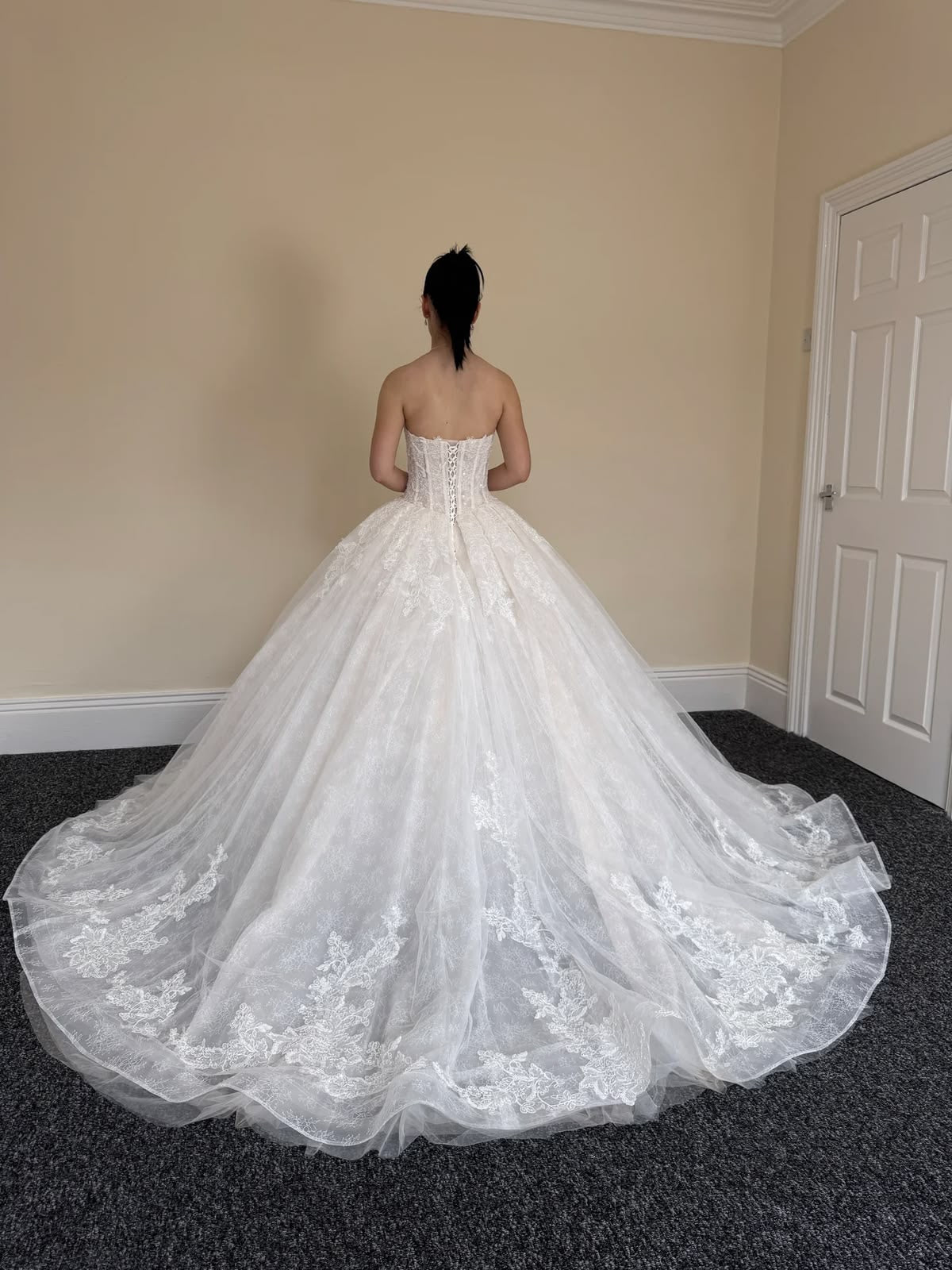 Cecilia | Sample dress (Champagne lining) with Detachable Shoulder straps and Sleeves