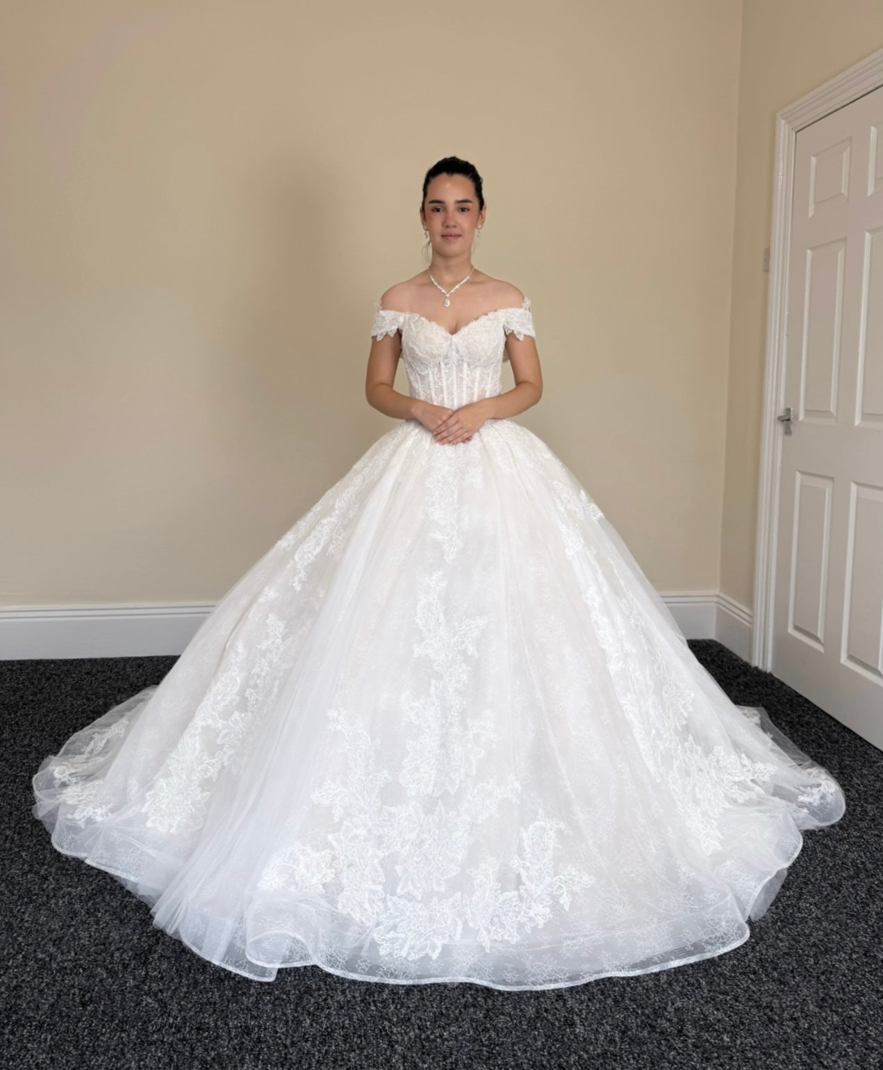 Cecilia | French Lace Beaded Strapless Corset Wedding Ballgown