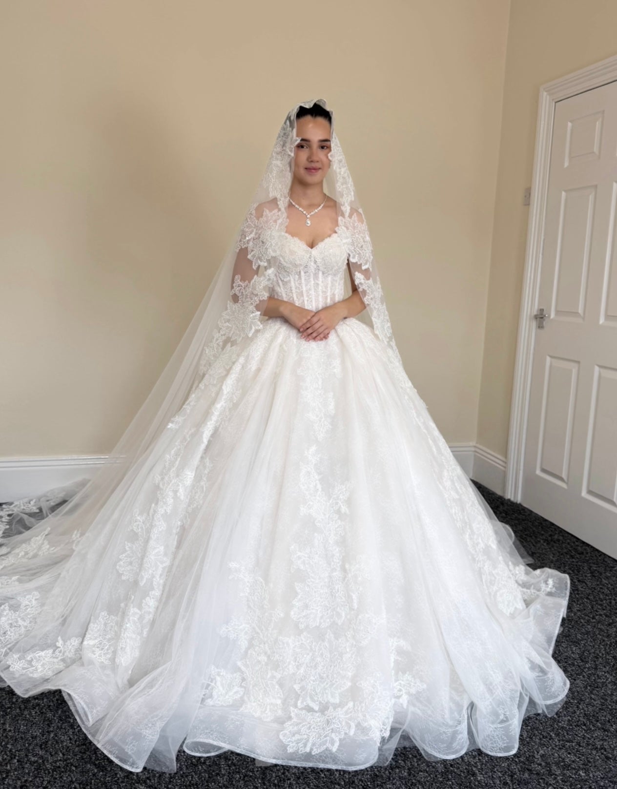 Cecilia | French Lace Beaded Strapless Corset Wedding Ballgown