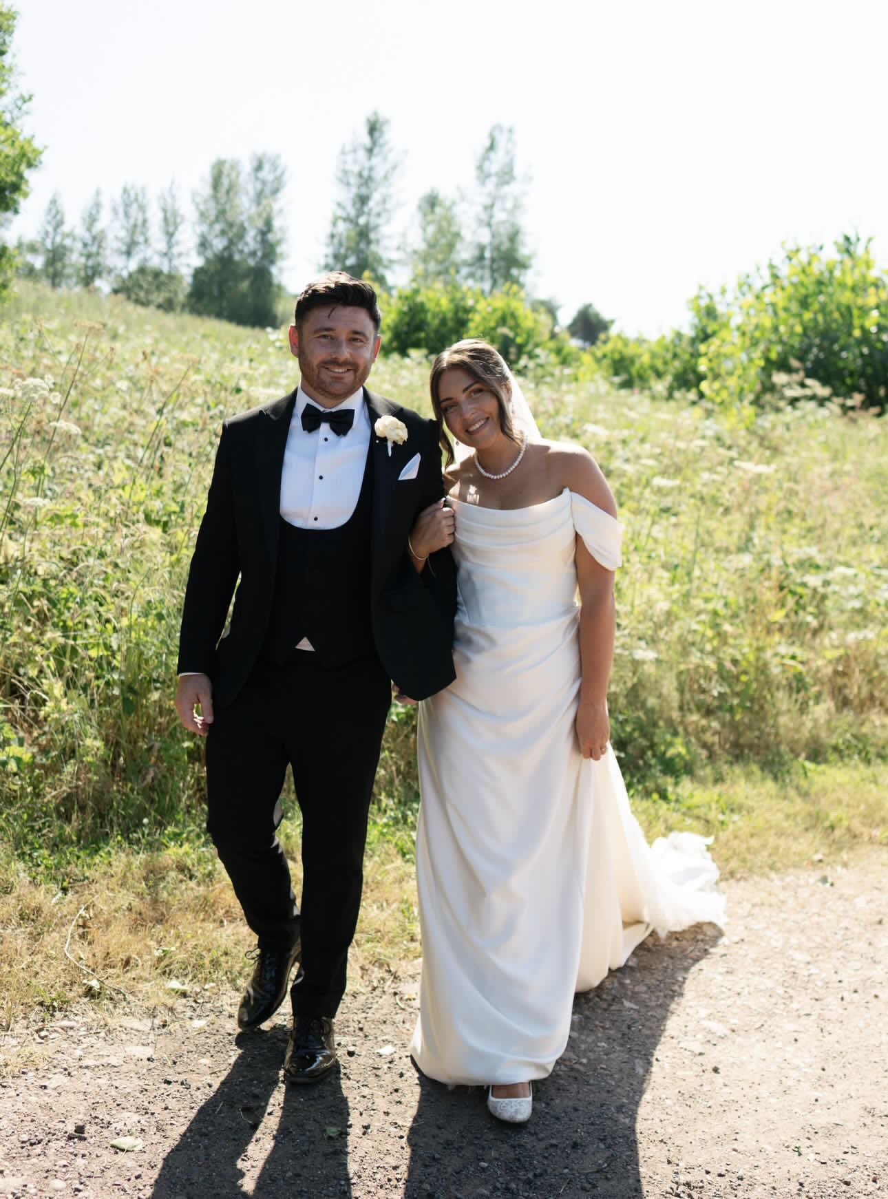 Molly | Minimalist Satin Corset Wedding Dress with Scarf and Detachable Train & Sleeves