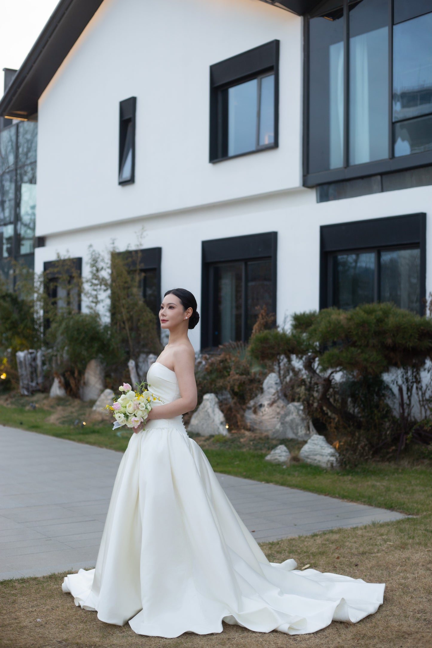 Bridget | Drop Waist Satin Corset Ball Gown Wedding Dress