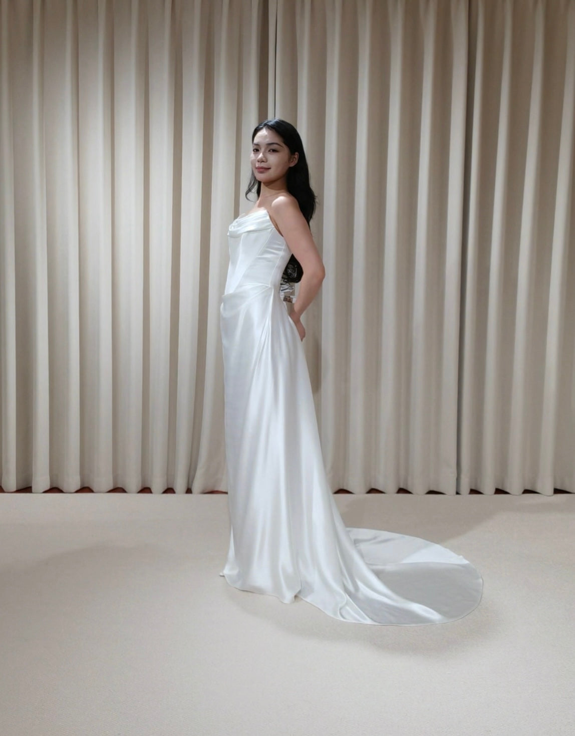 Georgia | Minimalist Satin Corset Wedding Bridal Dress, Custom Simple Elegant Prom Party Gown Classic French Style, Georgia Flower wedding inspired