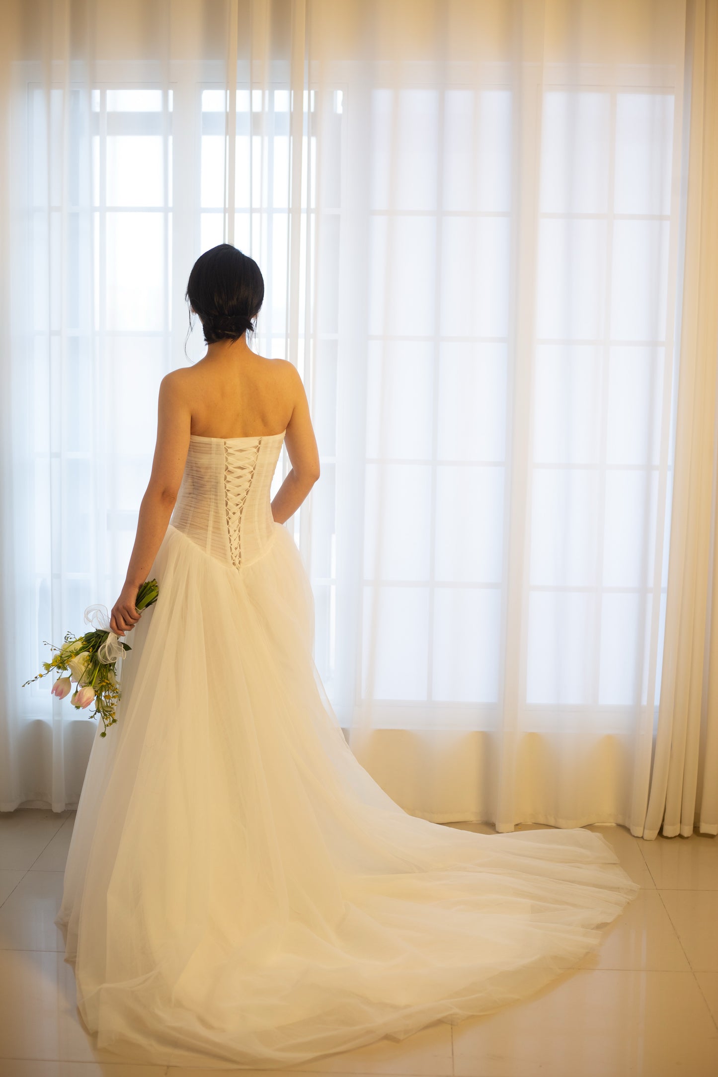 Lydia | Minimalist Drop Waist Tulle Ball Gown Wedding Dress