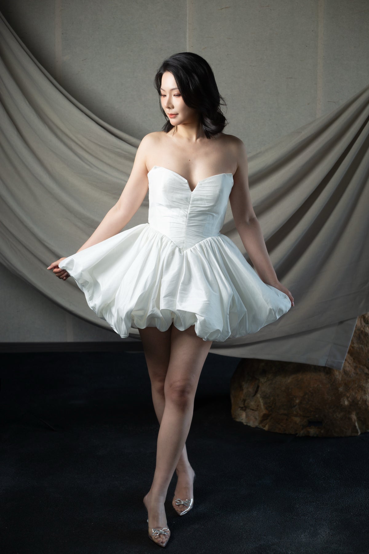 Tabitha | Minimalist Taffeta Short Wedding Dress