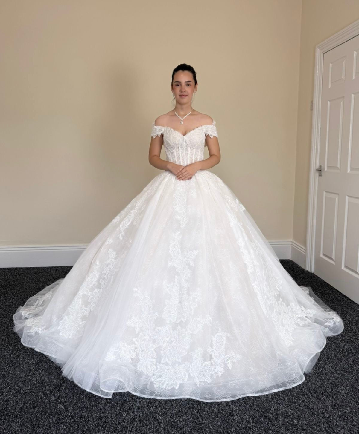 Cecilia | Sample dress (Champagne lining) with Detachable Shoulder straps and Sleeves