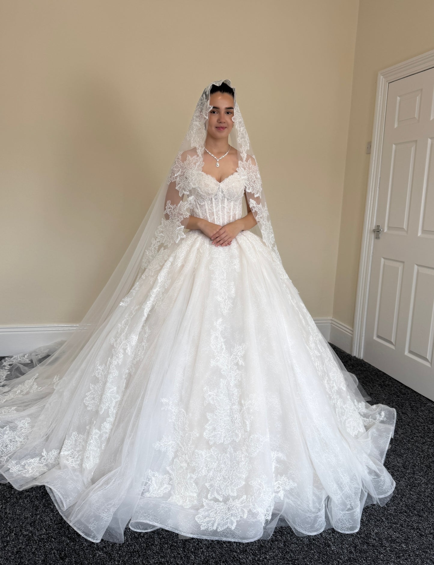 Cecilia | French Lace Beaded Strapless Corset Ball Gown Wedding Dress
