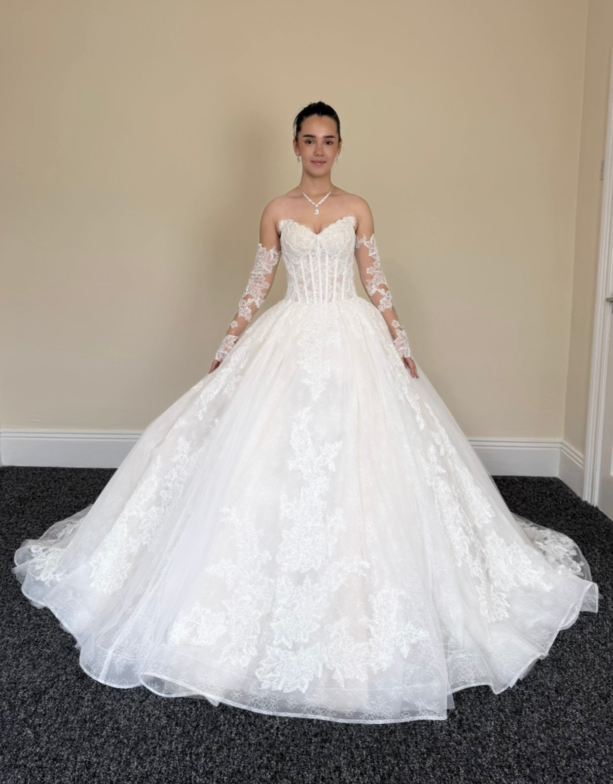 Cecilia | French Lace Beaded Strapless Corset Wedding Ballgown