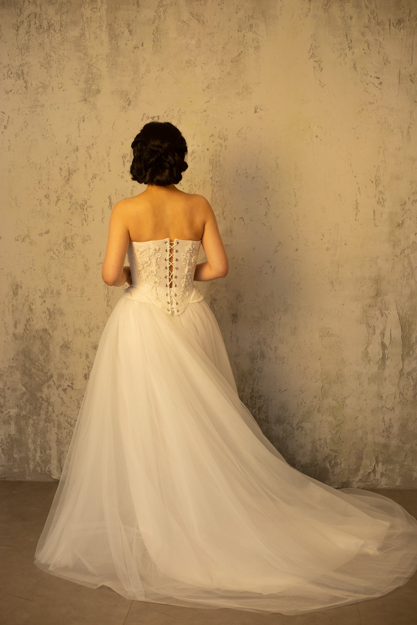 Valerie (Tull Skirt Version) | Two-piece Wedding Dress, Hand Beaded Corset Top with Tulle Skirt