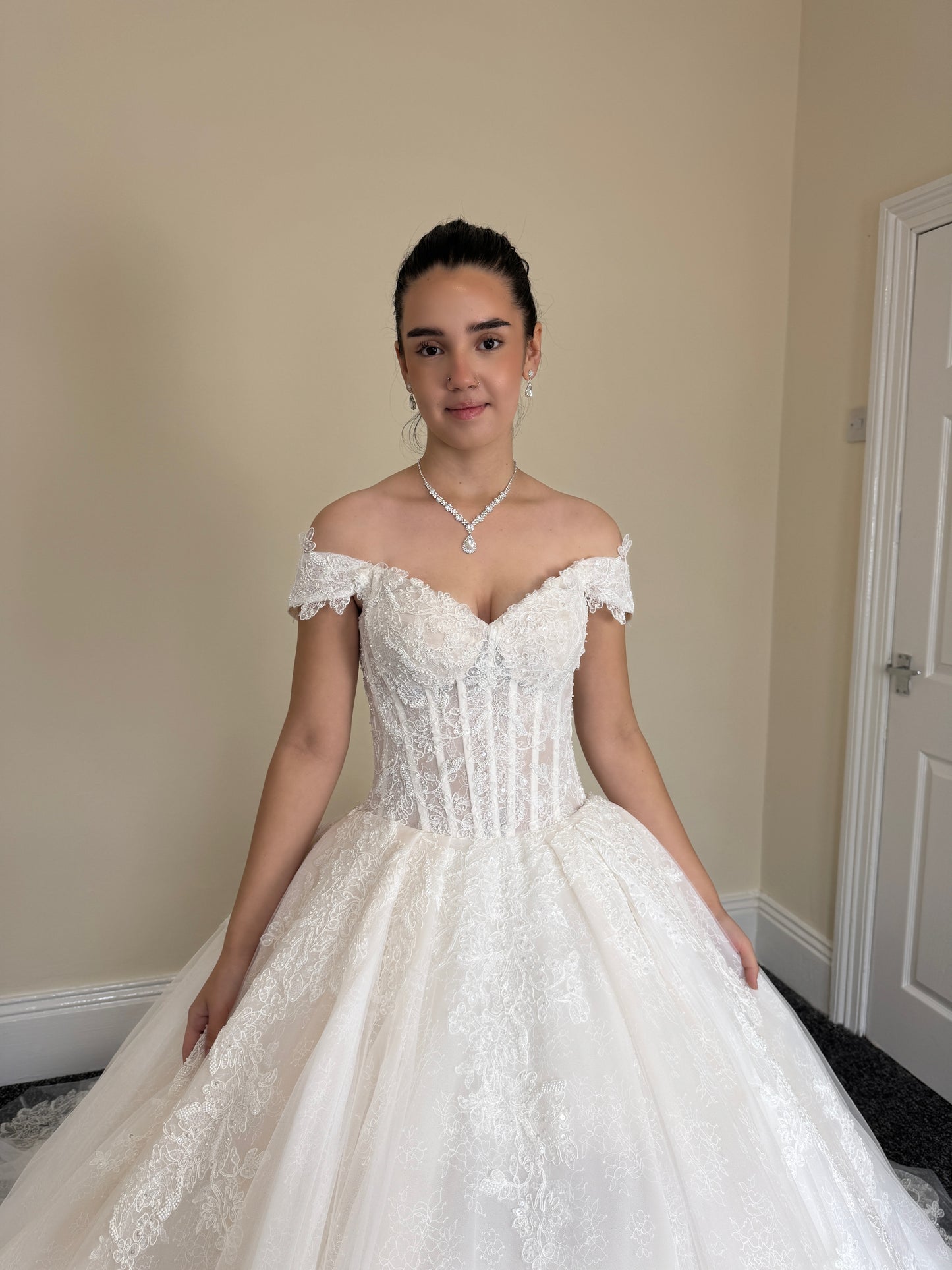 Cecilia | French Lace Beaded Strapless Corset Ball Gown Wedding Dress
