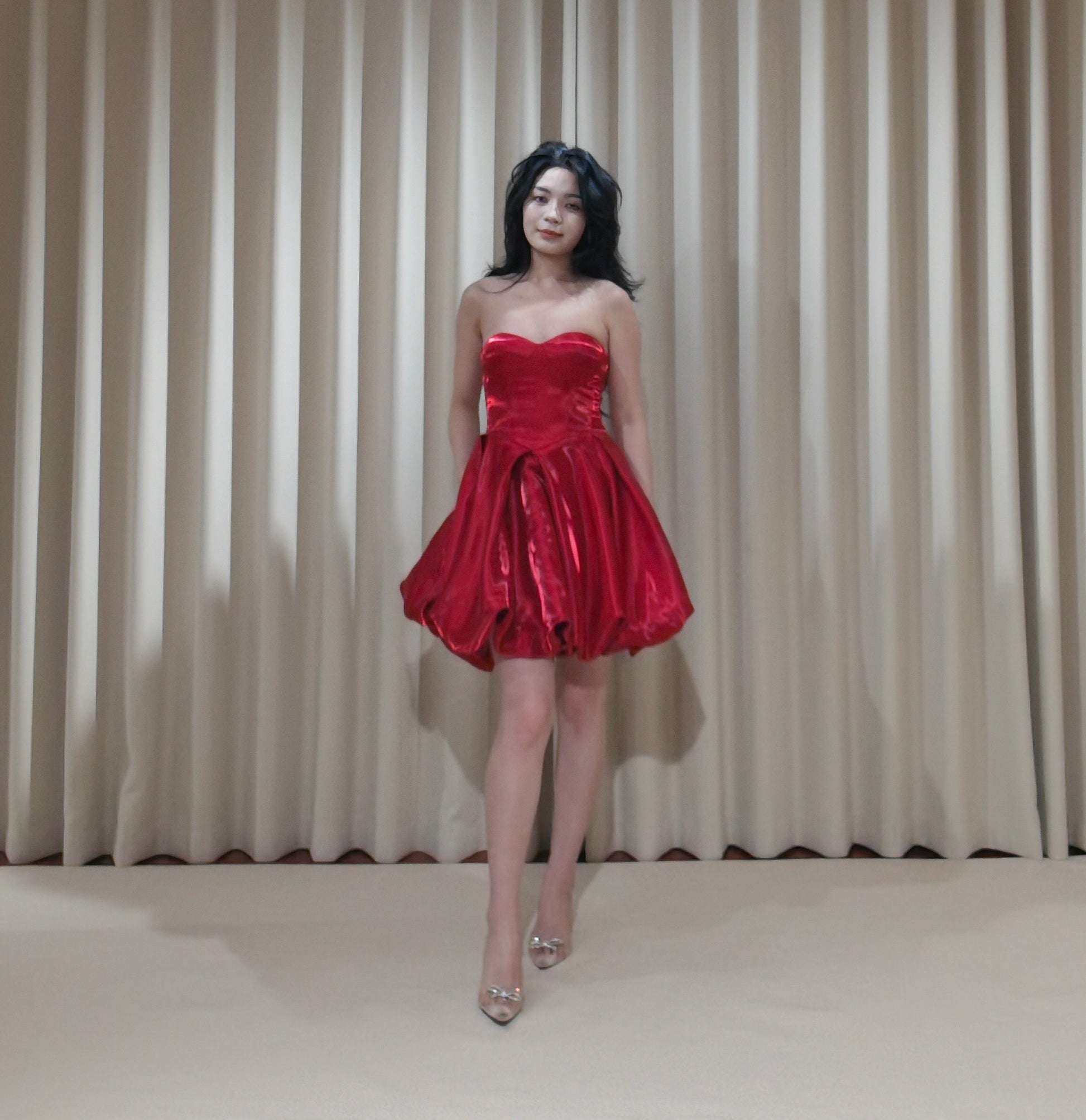 short red dress tumblr Lebby Mini Dress in Satin Red