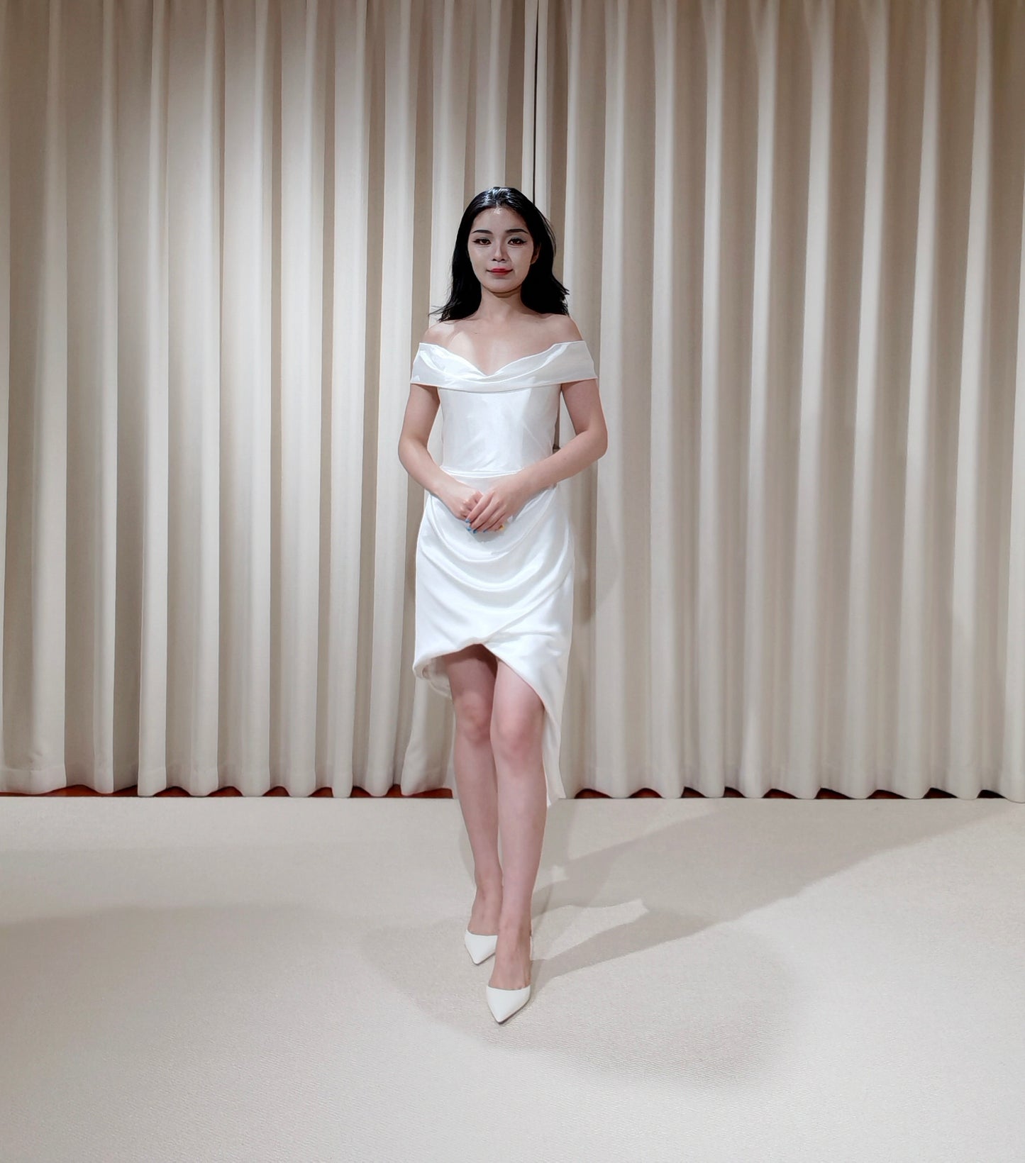 Valentina | Minimalist short wedding dress, White satin dress, Rehearsal dinner dress, Elopement Dress, Bridal shower dress, Engagement dress