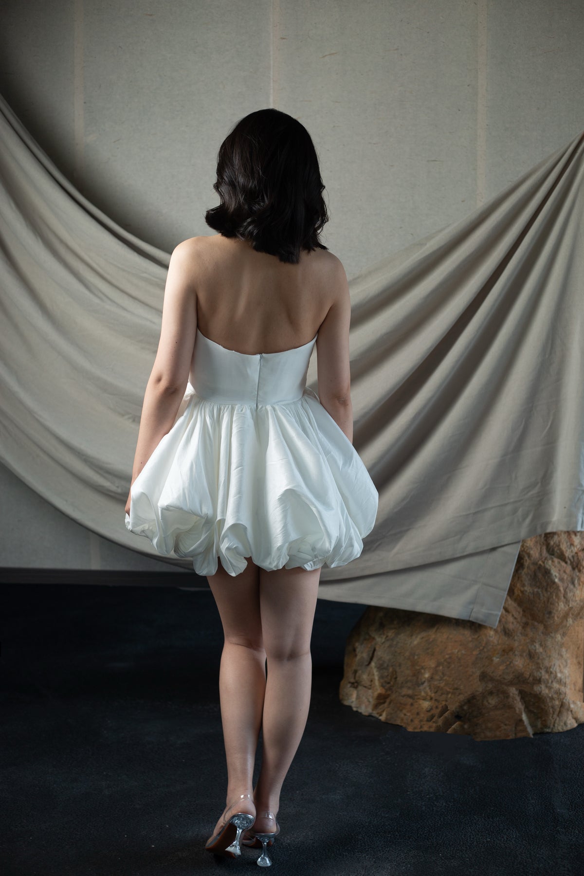Tabitha | Minimalist Taffeta Short Wedding Dress