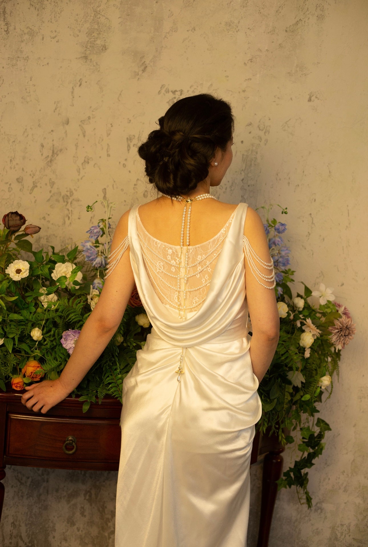 Frances | Minimalist Satin Corset Wedding Prom Dress w Pearl, Custom Simple Modest Reception Elopement Dress for Bride, Unique Courthouse Wedding Gown