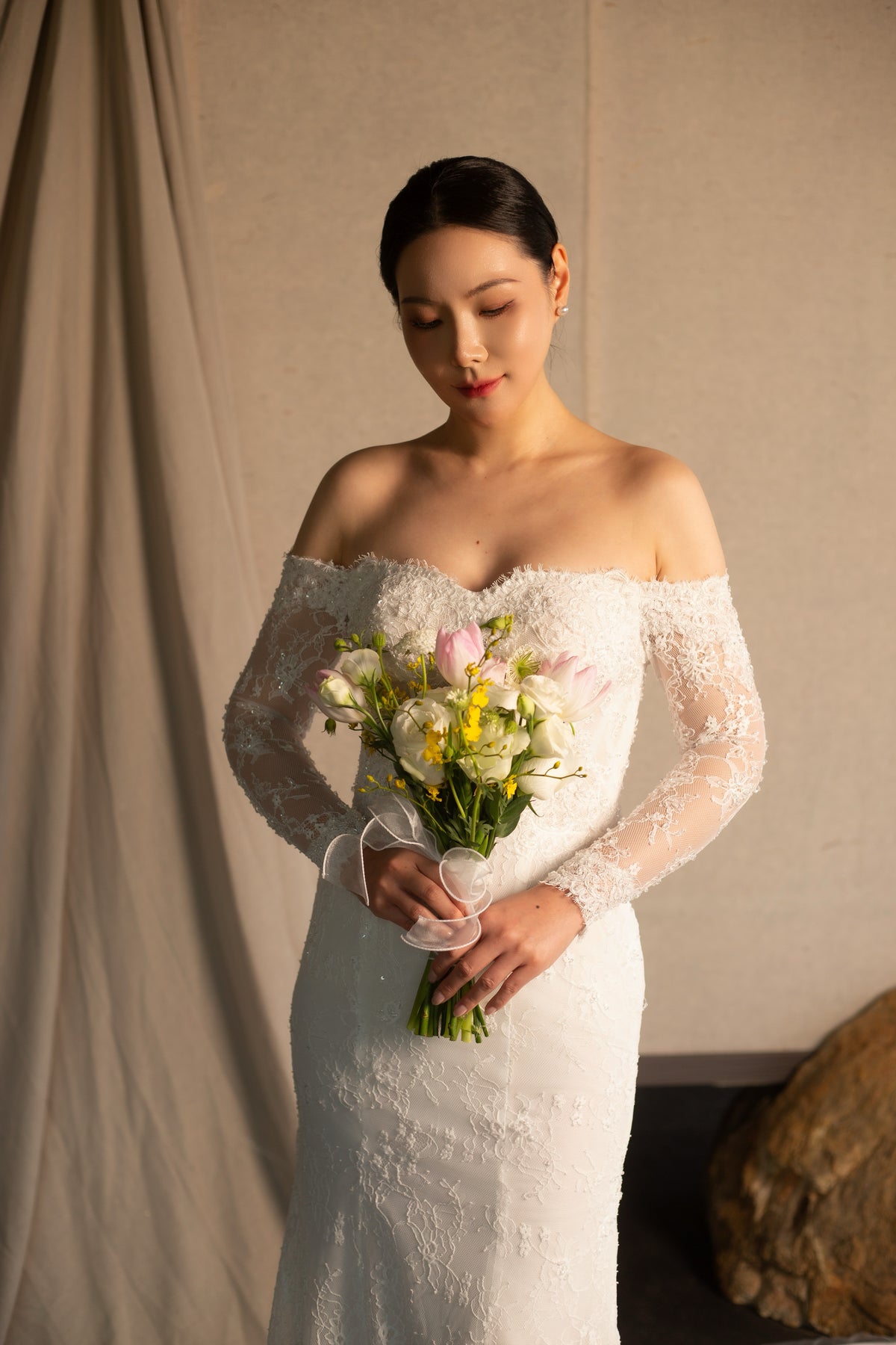 Hailey | Long Sleeve Off the Shoulder Lace Mermaid Bridal Gown