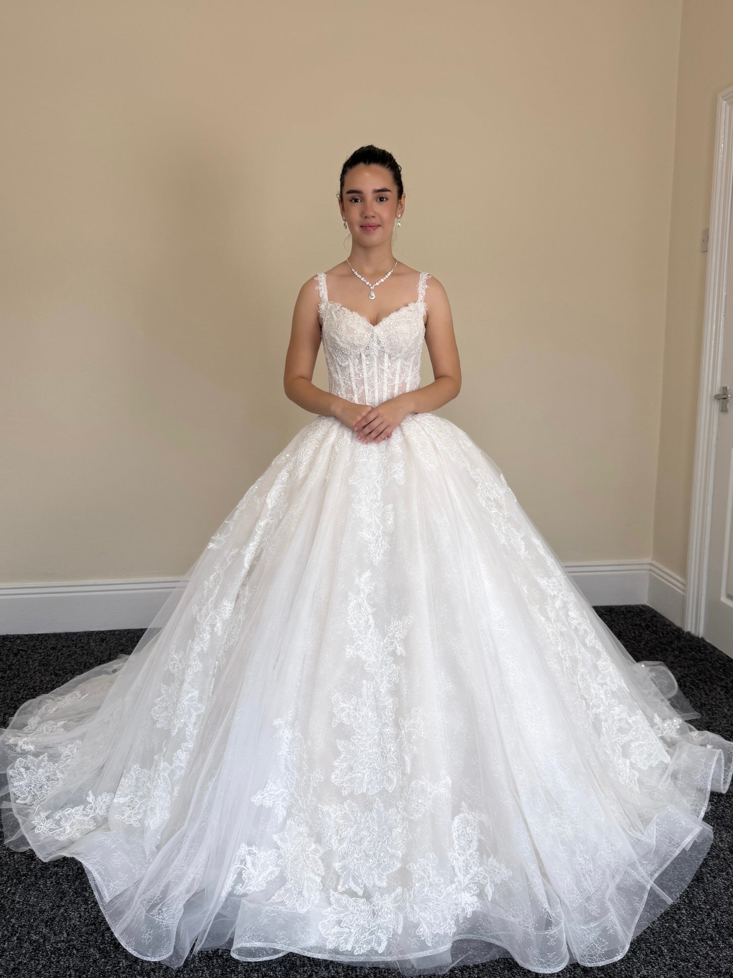 Cecilia | French Lace Beaded Strapless Corset Ball Gown Wedding Dress