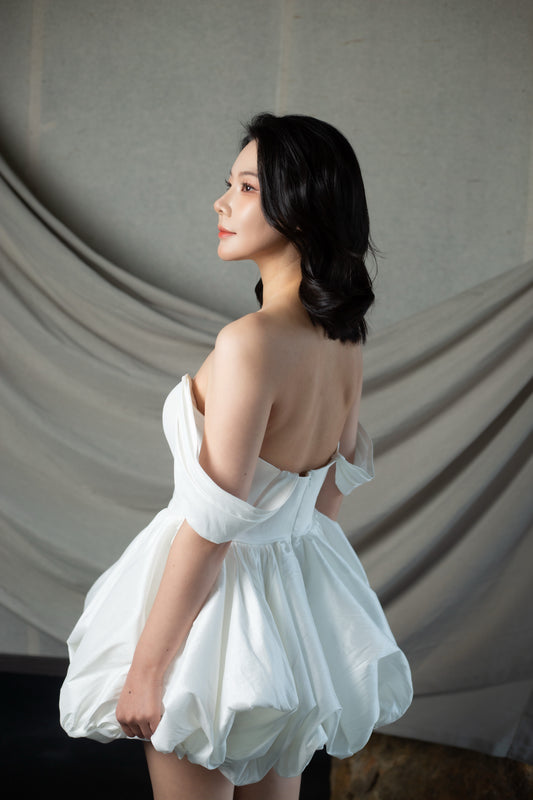 Tabitha | Minimalist Taffeta Short Wedding Dress