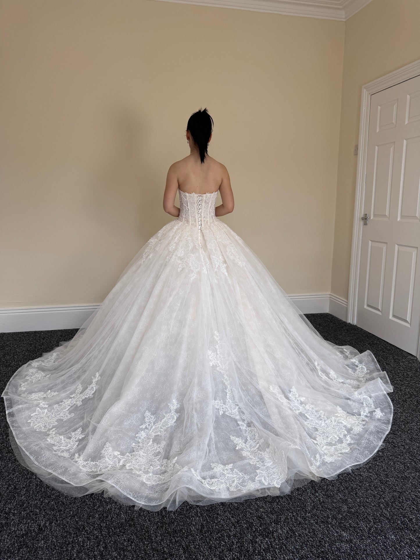 Cecilia | French Lace Beaded Strapless Corset Ball Gown Wedding Dress