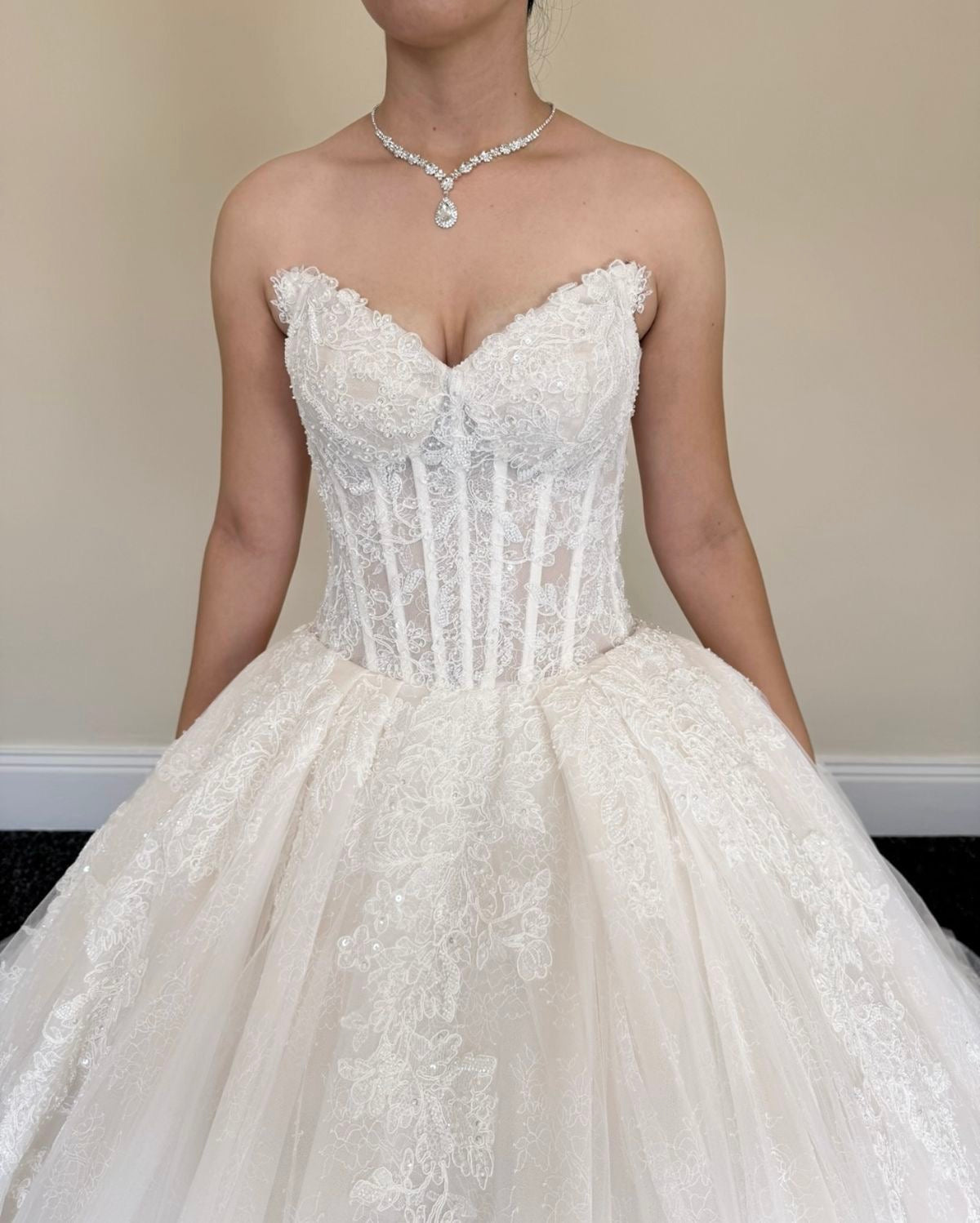 Cecilia | Sample dress (Champagne lining) with Detachable Shoulder straps and Sleeves